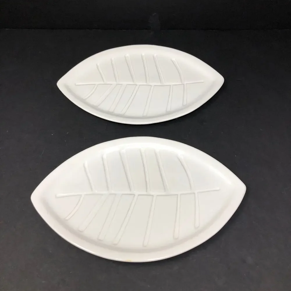 Ikea Vinterfest Side Plate‎ Set of 2 White Leaf Pattern Dish 9.75